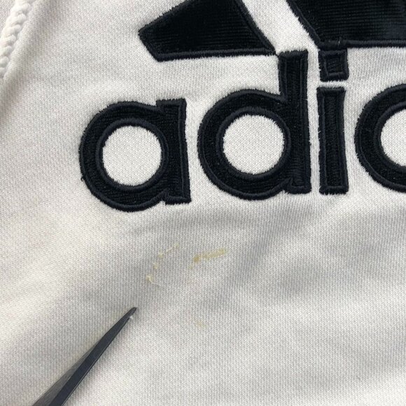 Adidas Mens Hooded Sweatshirt Size 2XL White Pullover Classic Embroidered Casual - Picture 4 of 9